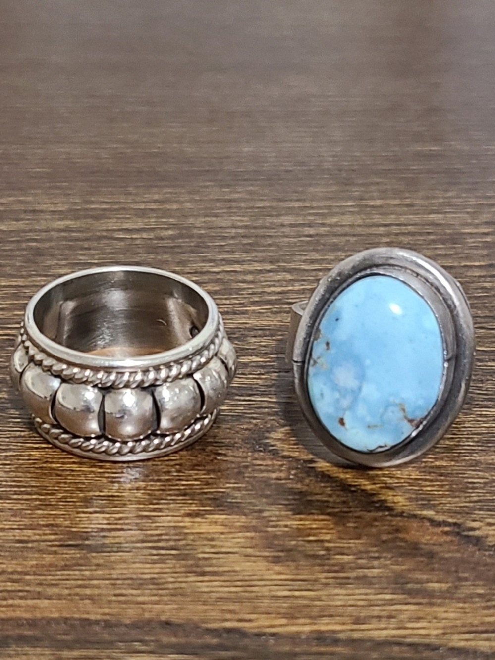 Sterling Silver Ring/Turquoise Oval Statement Ring, Bundle- Light Blue Turquois